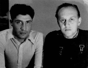 Victor Brauner, to the right of him is the Romanian poet Gellu Naum