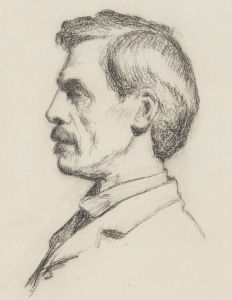 رسم عام 1894 لفريدريك براون ، الفنان والعضو المؤسس لنادي الفن الإنجليزي الجديد ، بقلم فيليب ويلسون ستير.