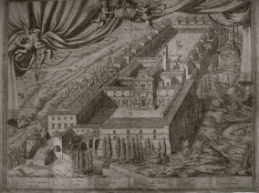 دير Certosa de Galuzzo في فلورنسا كما ظهر في القرن السابع عشر