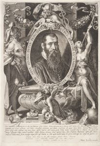 Bruegel celebrated many years after his death in an engraving by Aegidius Sadeler II (1606)