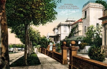 A 1920 postcard image of the El Vedado neighborhood of Havana, where Bruguera grew up in the 1980s.