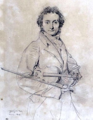 Jean-Auguste-Dominique Ingres' <i>The Violinist Niccolo Paganini</i> (1819). David Hockney was convinced that Ingres had drawn the faces of his subjects with the aid of a camera lucida.