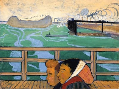 Émile Bernard's <i>Deux femmes sur la passerelle d'Asnières</i> (<i>Two women on the Asnières footbridge</i>), (1887) was profoundly influence of <i>ukiyo-e</i>.