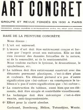 Theo van Doesburg's “Basis of Concrete Painting” as it appeared in Art Concret in (1930)