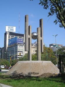 Gyula Kosice's <i>Monument to Democracy</i>, installed in Buenos Aires in 2000. Kosice was a founding member of the Arte Madí collective