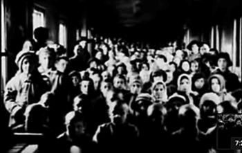 A still from Dziga Vertov’s 1921 newsreel film, <i>Agit-Train</i>. For most rural Russians, the Agit-Trains were their first exposure to the moving image and other forms of mechanical reproduction such as (still) photography, and phonographs.