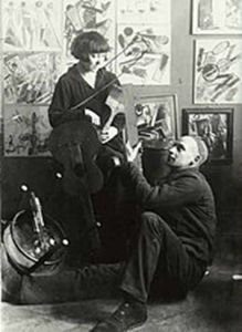Stepanova, the most influential woman working in the Constructivist movement, pictured with her life partner, Rodchenko (c. 1920).