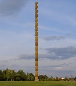 In 1918, Constantin Brancusi conceived a sculpture of regular, proto-minimalist shapes calling it <i>Endless Column</i>. Photo of 1938 monument built in Romania