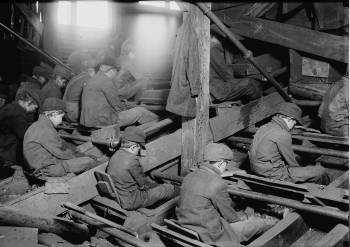 Lewis Hine's <i>Breaker boys sort coal in at an anthracite coal breaker near South Pittston, Pennsylvania</i> (1911) was taken as part of his photographic work for the National Child Labor Committee.