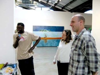 Peter Doig with long-term friend and occasional co-collaborator Chris Ofili, pictured here in 2002.
