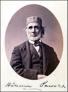 American sculptor Hiram Powers. His most famous figure, <i>The Greek Slave</i> (1843), was used in the abolitionist cause.