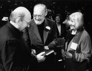 This photograph shows Bernd & Hilla Becher, at the center and right, being given the Erasmus Prize by Prince Bernhard of The Netherlands in 2002.