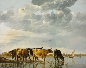 أثرت <i> أبقار في نهر </ i> (حوالي 1650) لألبيرت كويب على الفنانين اللاحقين ، بما في ذلك جون كونستابل ، والعديد من رسامي باربيزون الذين كانوا يرسمون مشاهد مماثلة لأبقار تخوض في نهر أو بركة.