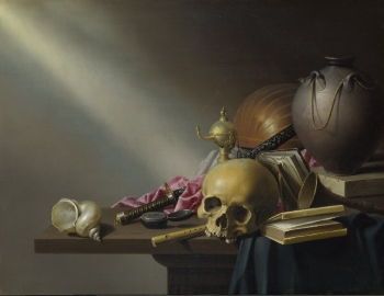 لا يمثل فيلم هارمن ستينويك <i> الحياة الساكنة: قصة غرور الحياة البشرية </ i> (حوالي 1640) مثالاً على هذا النوع فحسب ، بل يعكس أيضًا تفضيلات ليدن ، بما في ذلك الكتب والآلات الموسيقية للتأكيد على المعرفة والفن البشريين.