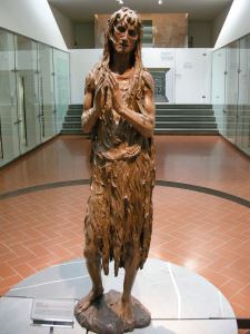 Donatello's <i>Penitent Magdalene</i> (1453-55), made of poplar wood with polychrome and gold, is radical in its expressionistic technique and effect.