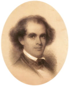 Johnson's earliest works were crayon portraits of prominent figures, such as author Nathaniel Hawthorne, whom he drew in 1846.