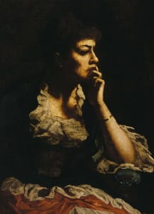Johnson's 1888 portrait of his wife, Elizabeth. Johnson married once, at the age of 55.