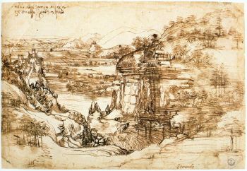 Leonardo da Vinci's <i>Landscape Drawing for Santa Maria Della Nave</i> (1473) depicts the Tuscan countryside.