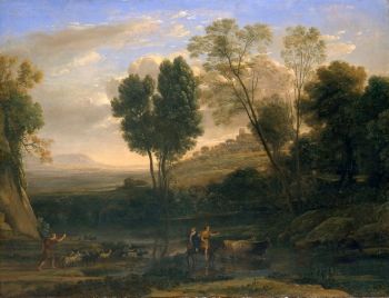 Claude Lorrain's <i>Sunrise</i> (1646-47) shows the countryside near Rome.