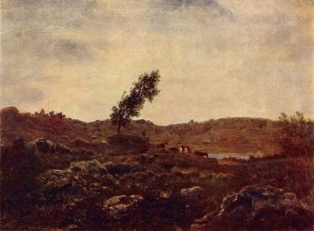 Théodore Rousseau's <i>View of Barbizon</i> (c. 1850) exemplifies the <i>en plein air</i> approach of the Barbizon School.