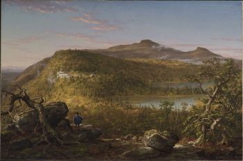 Thomas Cole's <i>A View of the Two Lakes and Mountain House, Catskill Mountains, Morning</i> (1844) identifies the <i>en plein air artist</i> as explorer, as seen in the single figure at lower left.