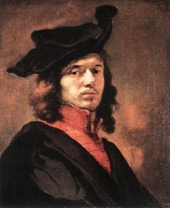 A self-portrait thought to be painted by Fabritius in oil on panel. Date unknown but thought to be 1650.