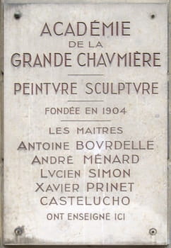 Plaque of the Académie de la Grande Chaumière where Felguérez studied art under the mentorship of Cubist artist, Ossip Zadkine.