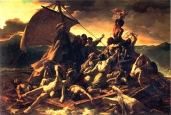 Théodore Géricault, <i>The Raft of the Medusa</i> (1818-19). According to author Edward Lucie-Smith “the motive force [behind Romanticism] is not hero-worship [or a tribute to classical antiquity] but indignant compassion”.