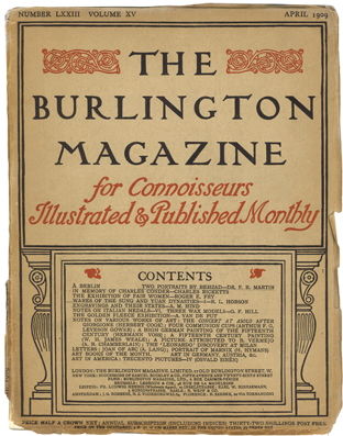 Founded in 1903, The <i>Burlington Magazine for Connoisseurs</i> has published without interruption ever since. The aim of the magazine was to combine rigorous scholarship with critical insight and to treat the art of the present with the same respect as the art of the past.