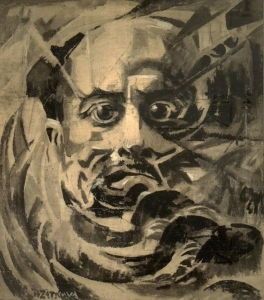 Růžena Zátková's <i>Portrait of Marinetti</i>, painted between 1915-21, (the artist did not date her works), reflects the influence of both Futurism and Orphism.