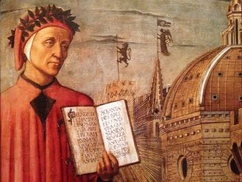A depiction of the poet Dante from a fresco inside the cathedral of Florence