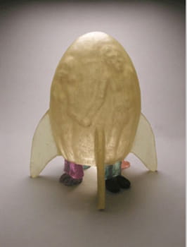 Canadian-American artist Carol Milne created <i>Nuclear Family</i> (2004) using the kiln-casting method of pouring molten glass into a mold.
