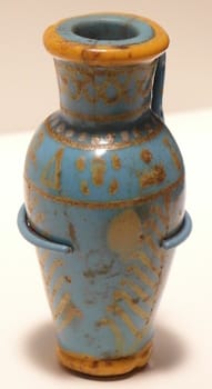 The <i>Thutmose III</i> Jar dates to c. 1425 BC. However inelegantly executed, it is the oldest known example of enameled glass, and the only enameled glass object ever found that predates Roman enameled glass objects from the first century BC.