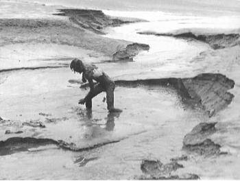Goldsworthy working outside while still a college student, Morecambe Bay (1976)