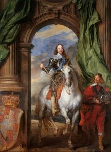 Anthony van Dyck's <i>Charles I with M. de St Antoine</i> (1633), depicting the equestrian king in a classical architectural setting is a precursor of the Grand Manner.