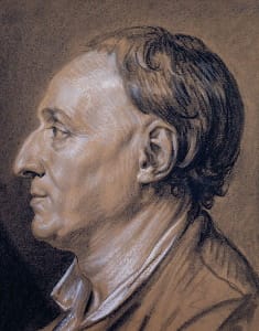 Greuze created this portrait sketch of Denis Diderot in 1766. Diderot, for a period, was the artist's strongest advocate.