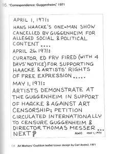 “Correspondence: Guggenheim,” Art Workers' Coalition leaflet, 1971
