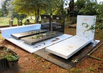 Hadid's family graves at Brookwood Cemetery in Surrey England. She is buried next to her father and her brother. Mohammed Hadid (left), Zaha Hadid (center) and Foulath Hadid (right).