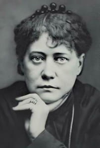 Helena Blavatsky (1877). McBride described the co-creator of Theosophy, as “a foul-mouthed fabulist, huckster and high priestess [...] perpetually enveloped in tobacco smoke”.