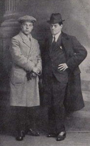 Richard Huelsenbeck (left) and Raoul Hausmann (right) in Prague during their January to April Dada Tour in 1920. From the German edition of “Dada Almanach” (1920).