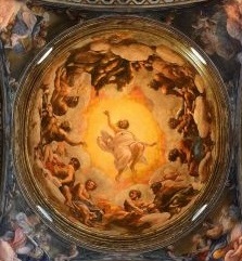 تصور هذه الصورة quadratura <i> رؤية للقديس يوحنا الإنجيلي </ i> لكوريجيو في باتموس (1520-1521) في قبة كنيسة سان جيوفاني إيفانجليستا في بارما بإيطاليا.