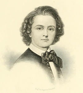 Engraving of sculptor Harriet Hosmer by artist Augustus Robin.
