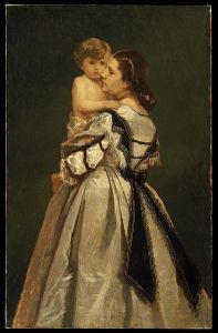 William Morris Hunt painted this portrait, <i>Mother and Child</i> (c.1865), featuring his brother's wife Catherine and their first child, Richard Howland Hunt.