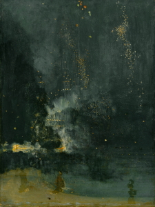 James Abbott McNeill Whistler's <i>Nocturne in Black and Gold</i> (1875), one of the most striking works of British Impressionism.