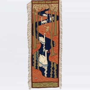 Otto Eckmann, <i>Five Swans</i> (1896-97), a tapestry, using his iconic swan imagery, as the birds swim down a sinuously curving stream, was so popular he made a hundred copies of the work.