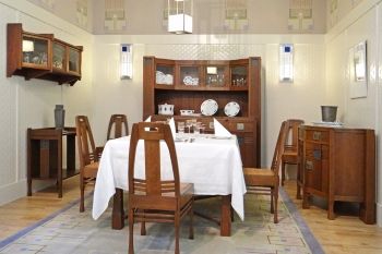 This photograph shows the dining room of Behren's Darmstadt House (1900-01)