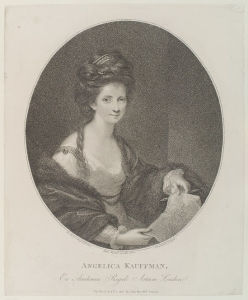 An engraving of Kauffman reproduced in multiple by Francesco Bartolozzi after an original engraving made by Sir Joshua Reynolds, (c. 1780)