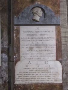 Commemorative wall plaque in the church of Basilica di Sant'Andrea delle Fratte in Rome where Antonio Zucchi and Angelica Kauffman were buried