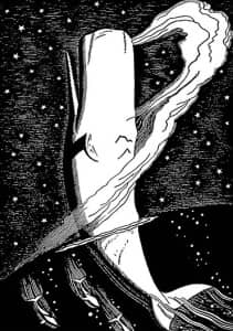 One of several illustrations by Rockwell Kent in his 1930 version of the classic novel <i>Moby Dick</i>.