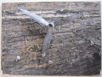 تم إنشاء Glaube و Hoffnung و Liebe (1984-1986) بواسطة Kiefer ، حيث تم دمج صورة المروحة الطائرة الرائدة مع المناظر الطبيعية القاحلة ، وكلمات "الإيمان" و "الأمل" و "الحب" المنقوشة على كل مروحة ريش.